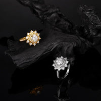 <tc>Luxuriöser Sonnenblumenring mit Moissanit</tc>