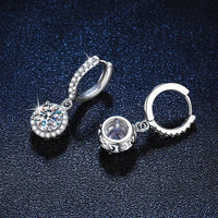 1 Karat runde Moissanit-Ohrringe für Damen aus 925er Silber