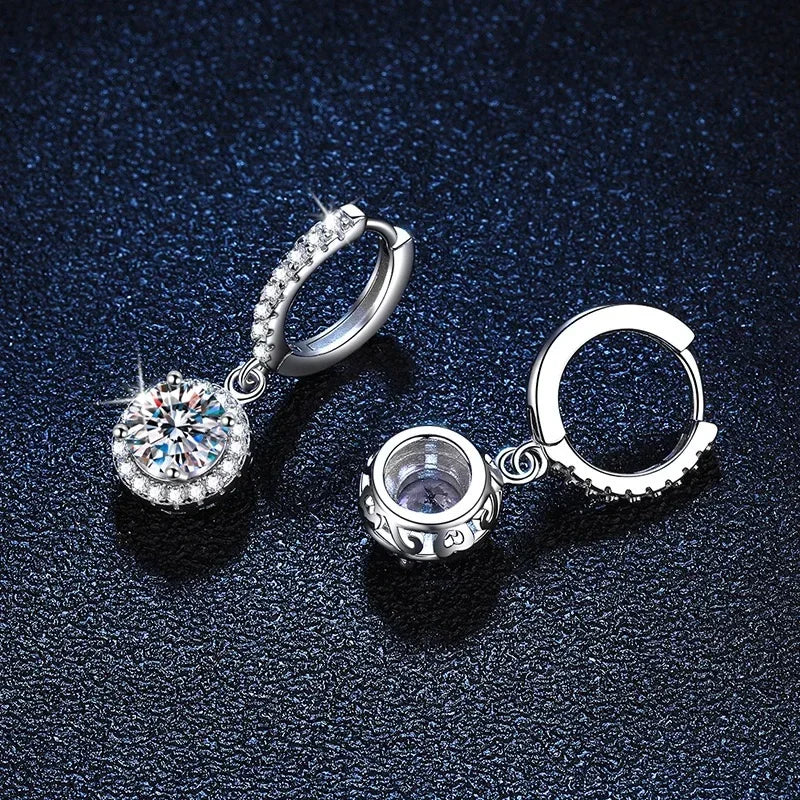 1 Karat runde Moissanit-Ohrringe für Damen aus 925er Silber