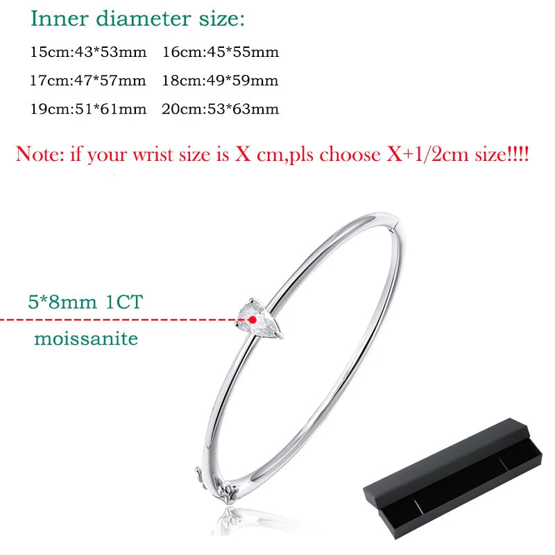 <tc>Birnen-Moissanit-Damenarmband, 925er Sterlingsilber</tc>