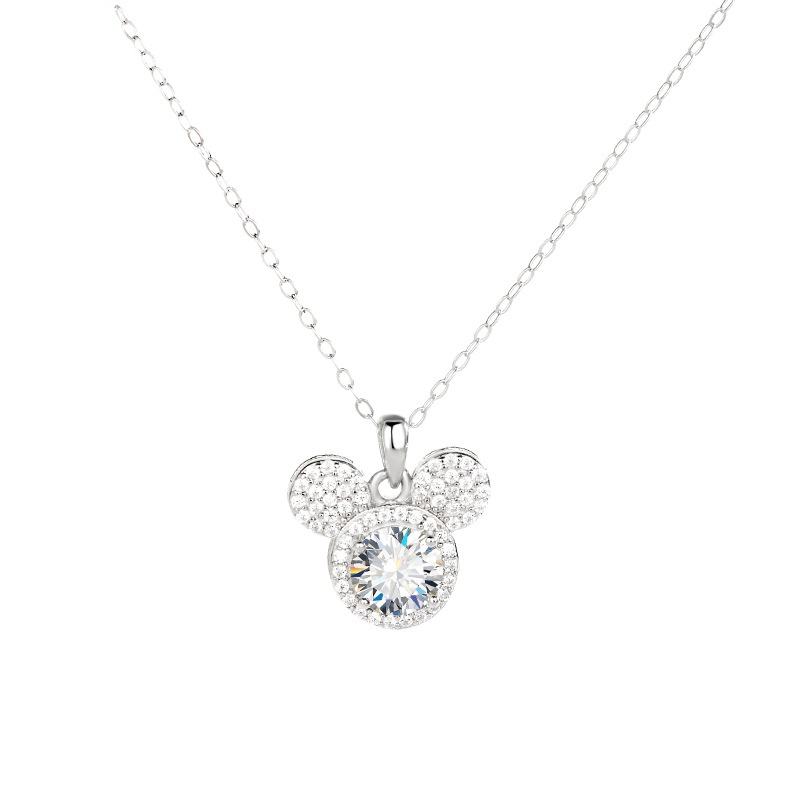 Mickey Full Moissanit Halskette aus 925er Silber