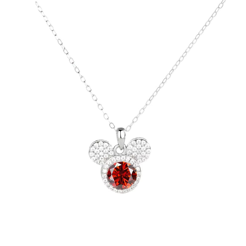 Mickey Full Moissanit Halskette aus 925er Silber