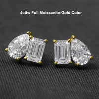 Moissanit-Smaragd-Ohrringe & Birnenförmig, 4 Stück, aus 925er Sterlingsilber – GRA-zertifiziert